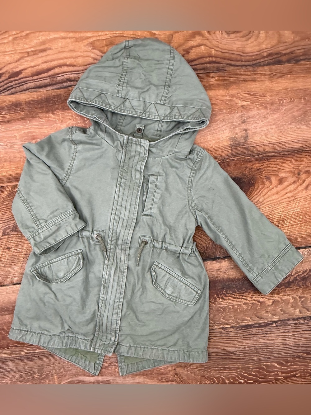 Gap 3T Hooded Utility Jacket - Olive Green
